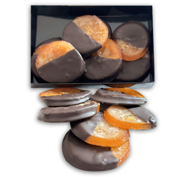 Discos de naranjas con chocolate